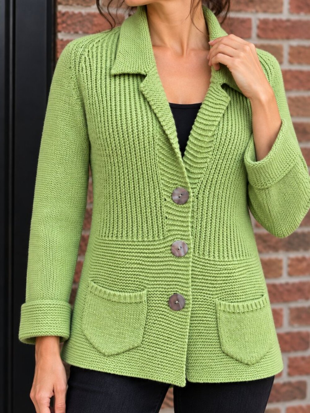 Franco Valeri Green Wool Blend Knit Cardigan Jacket S/P